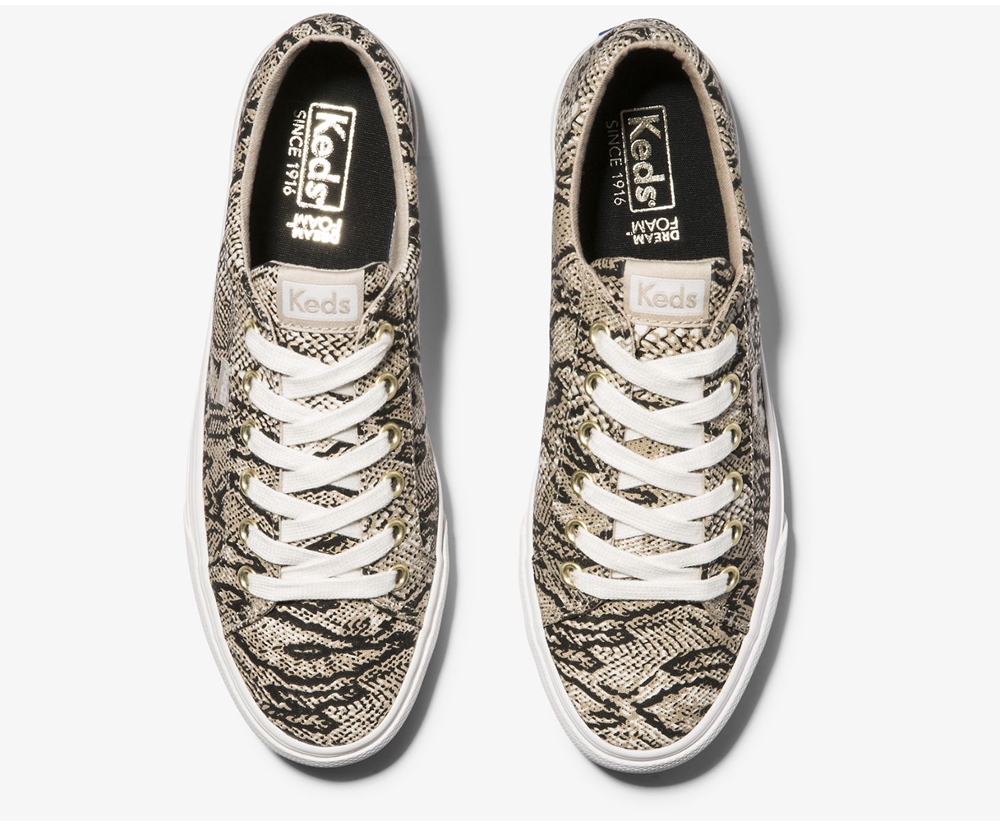 Tenis Keds Mujer Blancos/Negros - Jump Kick Snake - 6385-QZJBO